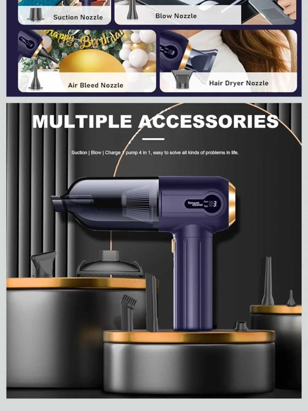 NIB MLUZSEI Compact Portable Cordless Handheld Vacuum Cleaner VC-01B Filterless! - Picture 11 of 11
